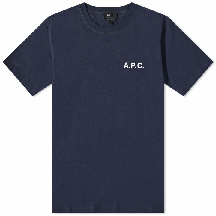 Photo: A.P.C. Men's A.P.C Mike Logo T-Shirt in Dark Navy