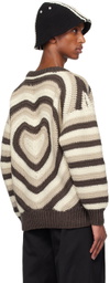 RICE NINE TEN Brown & Beige Heart Hand Knitted Sweater