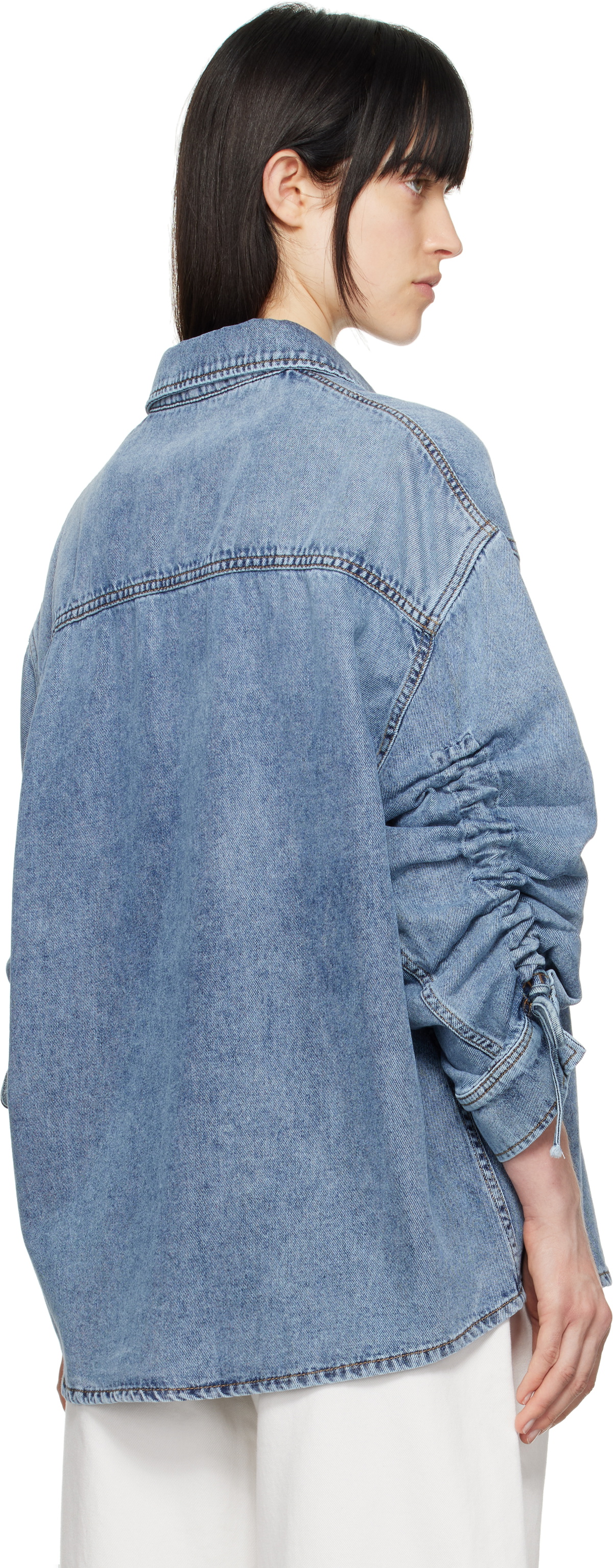 DARKPARK Blue Keanu Tencel Denim Rouche Shirt