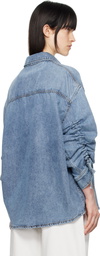 DARKPARK Blue Keanu Tencel Denim Rouche Shirt
