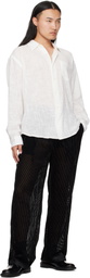 LGN Louis Gabriel Nouchi Black Devored Stripes Large Pleats Trousers