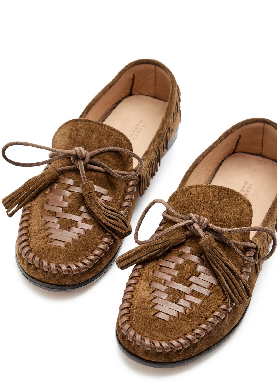 Isabel Marant étoile Fitza Fringed Suede Loafers Camel