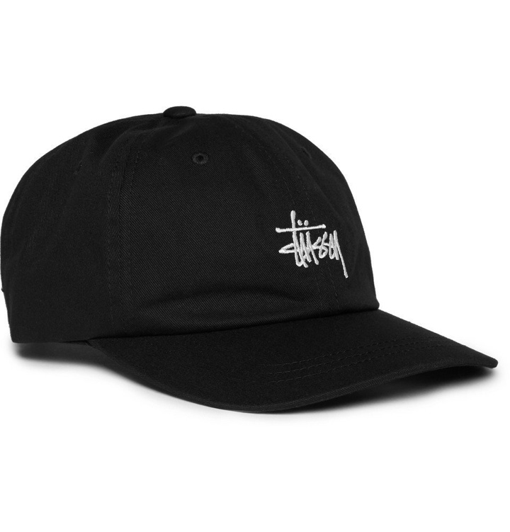 Photo: Stüssy - Logo-Embroidered Cotton-Twill Baseball Cap - Black