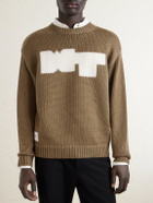WTAPS - Logo-Intarsia Ribbed-Knit Sweater - Neutrals