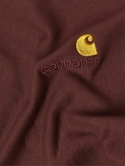 Carhartt WIP - American Script Logo-Embroidered Cotton-Blend Jersey Hoodie - Brown