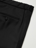 Mr P. - Tapered Grosgrain-Trimmed Wool Drawstring Tuxedo Trousers - Black