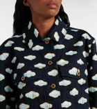 Loewe Printed shearling-trimmed denim jacket