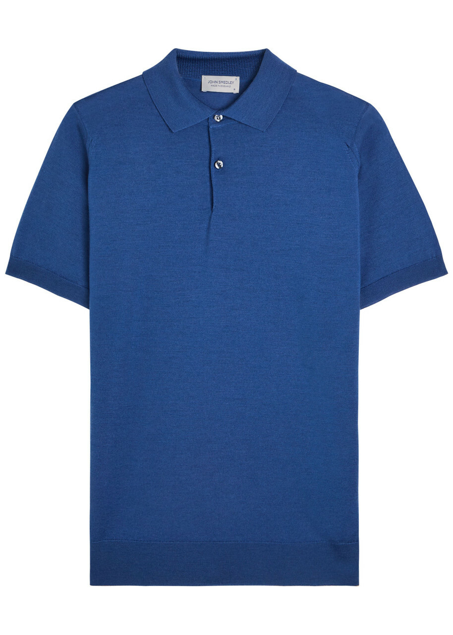 John Smedley Men's ISIS Heritage Knit Polo Shirt in Navy John Smedley