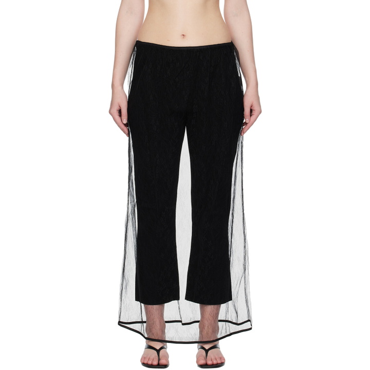 Photo: AMOMENTO Black Sheer Lace Long Maxi Skirt