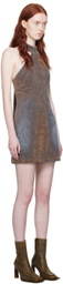 Masha Popova Brown Halter Denim Minidress
