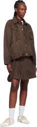 sacai Brown Pleated Denim Jacket