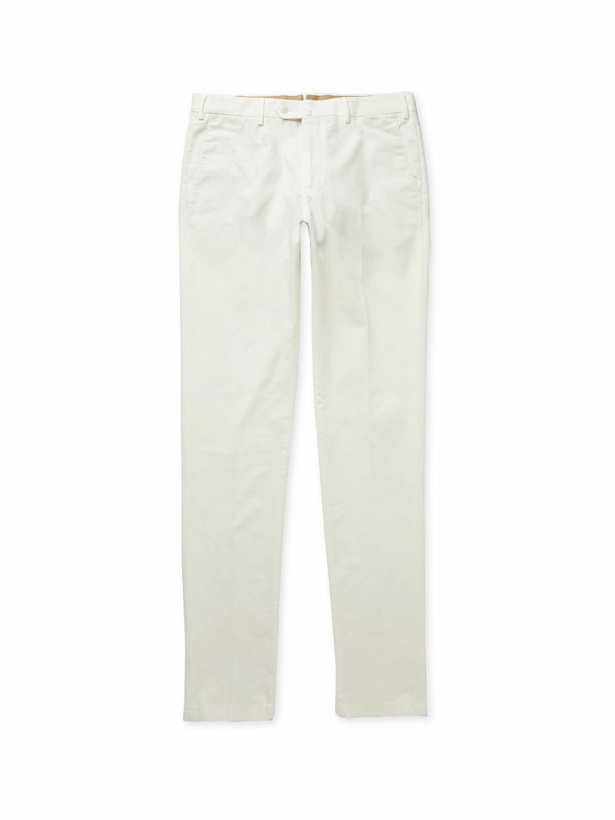 Photo: Loro Piana - Slim-Fit Washed Cotton-Blend Trousers - White