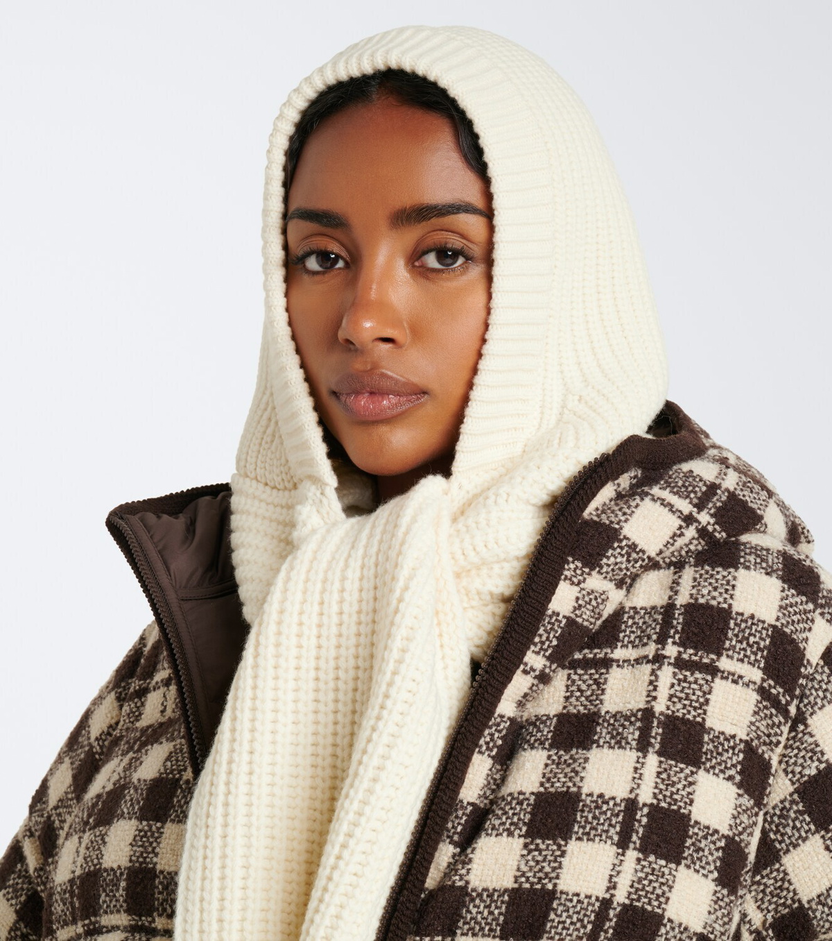 Moncler Ribbed-knit wool and cashmere hood