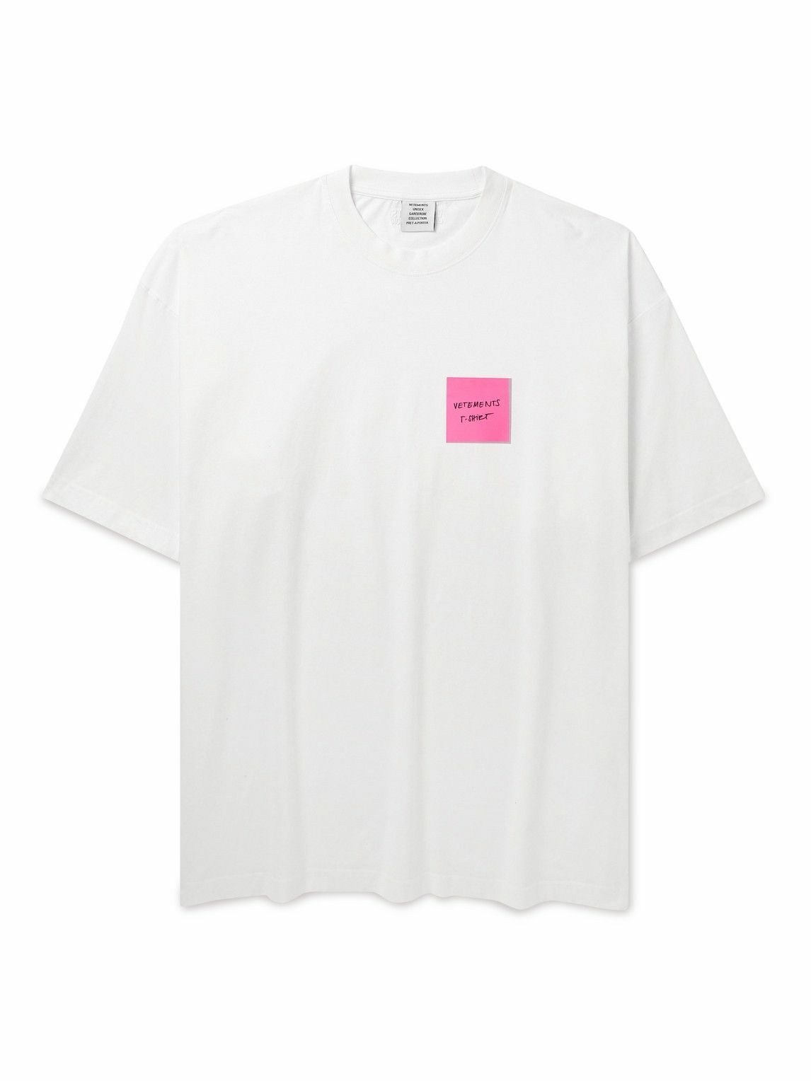 VETEMENTS - Oversized Logo-Print Cotton-Jersey T-Shirt - White Vetements