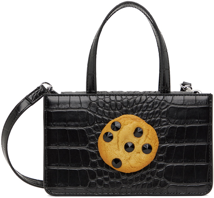 Photo: Puppets and Puppets Black Small Faux Croc Jewel Cookie Bag