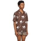 Ernest W. Baker Brown and White Floral Bowling Short Sleeve Shirt