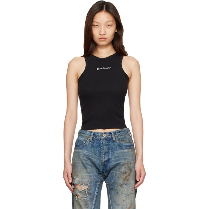 Photo: Palm Angels Black Classic Logo Fitted Tank Top