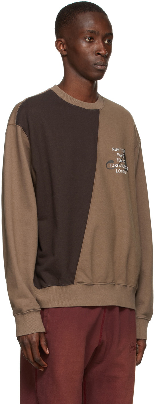 Awake NY Brown Two-Tone Split City Sweatshirt