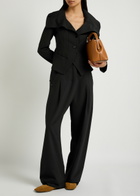 High Scrunch Panelled Crepe Jacket Black