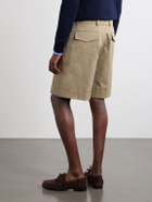 Valentino Garavani - Straight-Leg Cotton-Gabardine Shorts - Neutrals