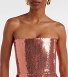 Alex Perry Draped sequined corset dress