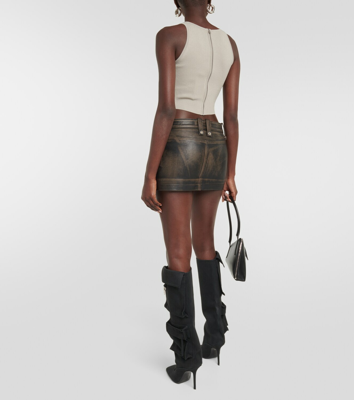 Dion Lee Cropped ribbed-knit bustier