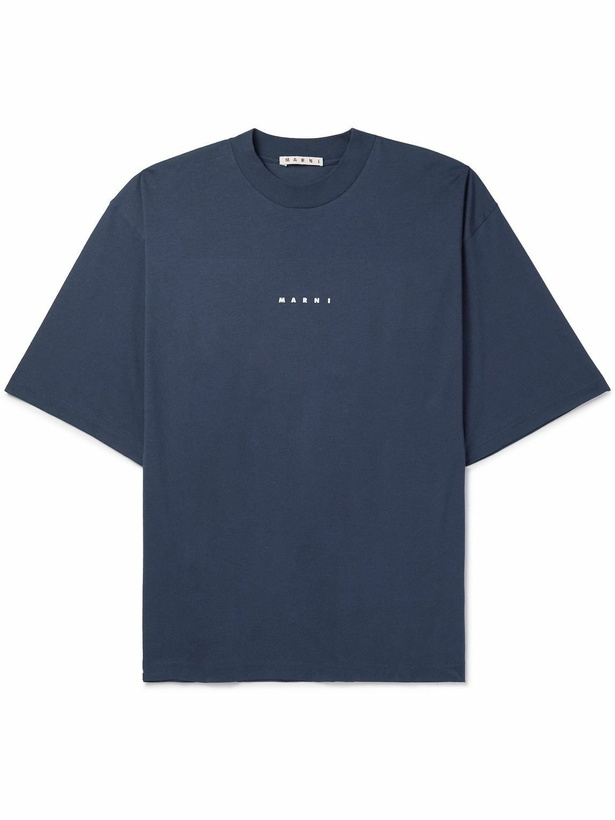 Photo: Marni - Logo-Print Cotton-Jersey T-Shirt - Blue