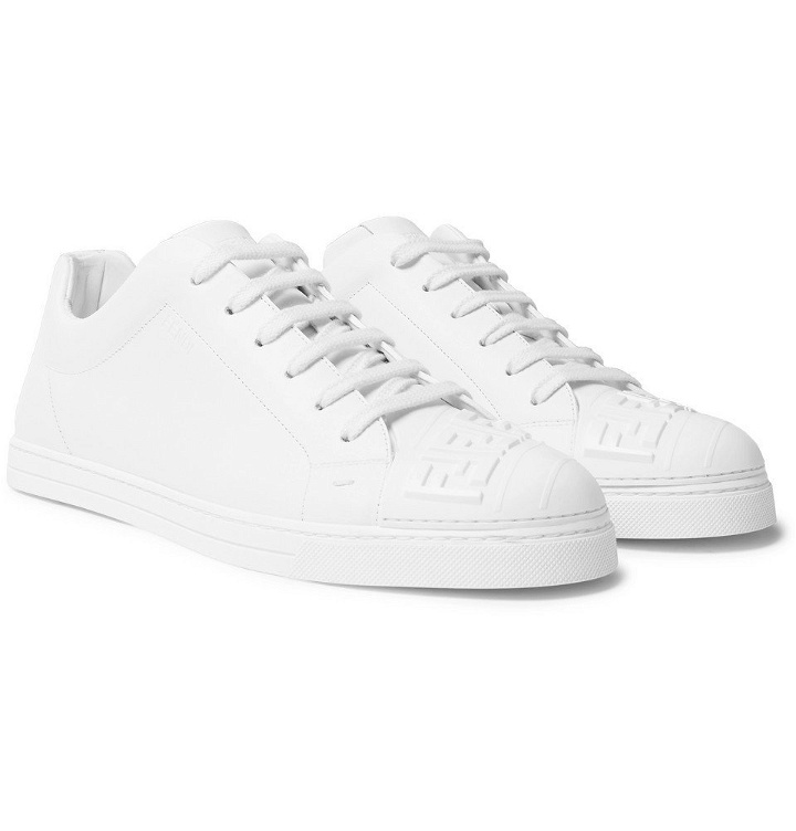 Photo: Fendi - Logo-Embossed Rubber And Leather Sneakers - White