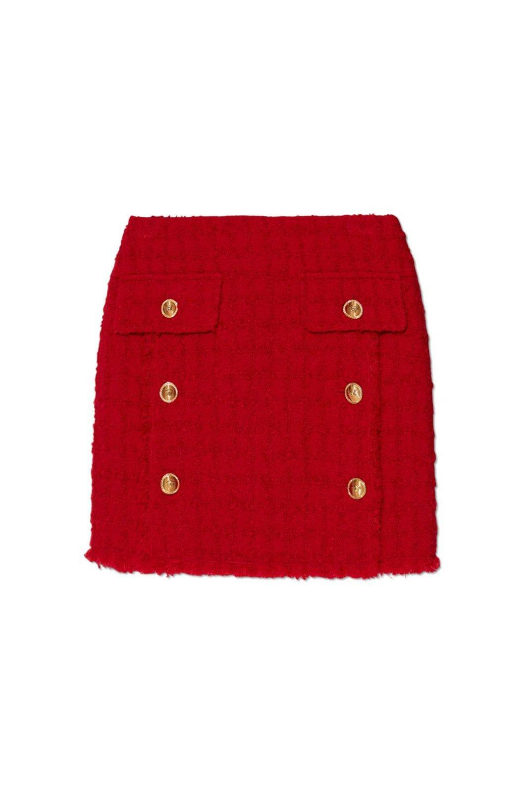 VERSACE - Monogram Wool Blend Knit Midi Skirt Versace