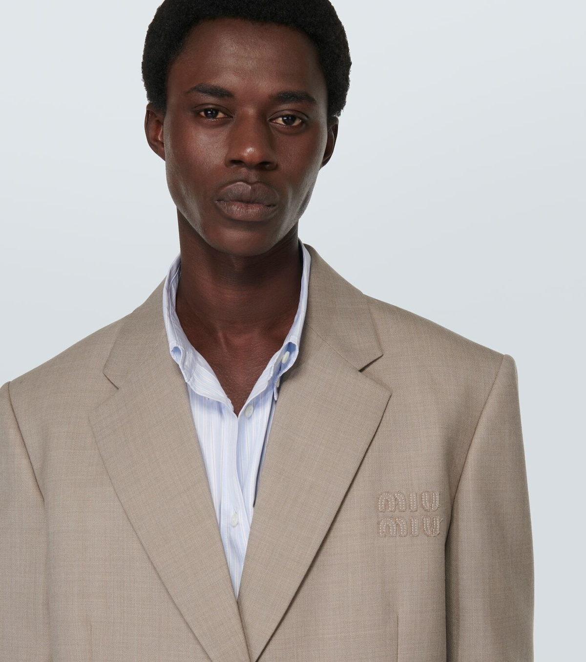 関税込 MiuMiu Single-breasted gabardine jacket Miu Miu single-breasted Gabardine Blazer | Grey | FARFETCH