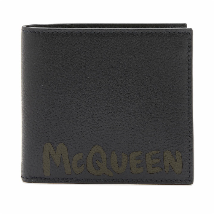 Photo: Alexander McQueen Men's Graffiti Logo Billfold Wallet in Black/Khaki