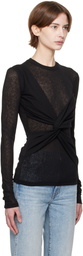 Nanushka Black Izolda Draped Mesh Jersey T-shirt