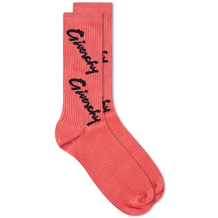 Photo: Givenchy Men's Signature Logo Sock in Pink/Black