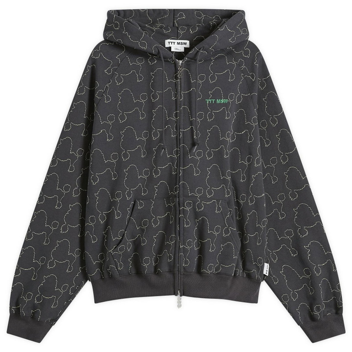 Photo: TTT MSW Women's Dog Embroidery Zip Up Hoodie in Charcoal Grey
