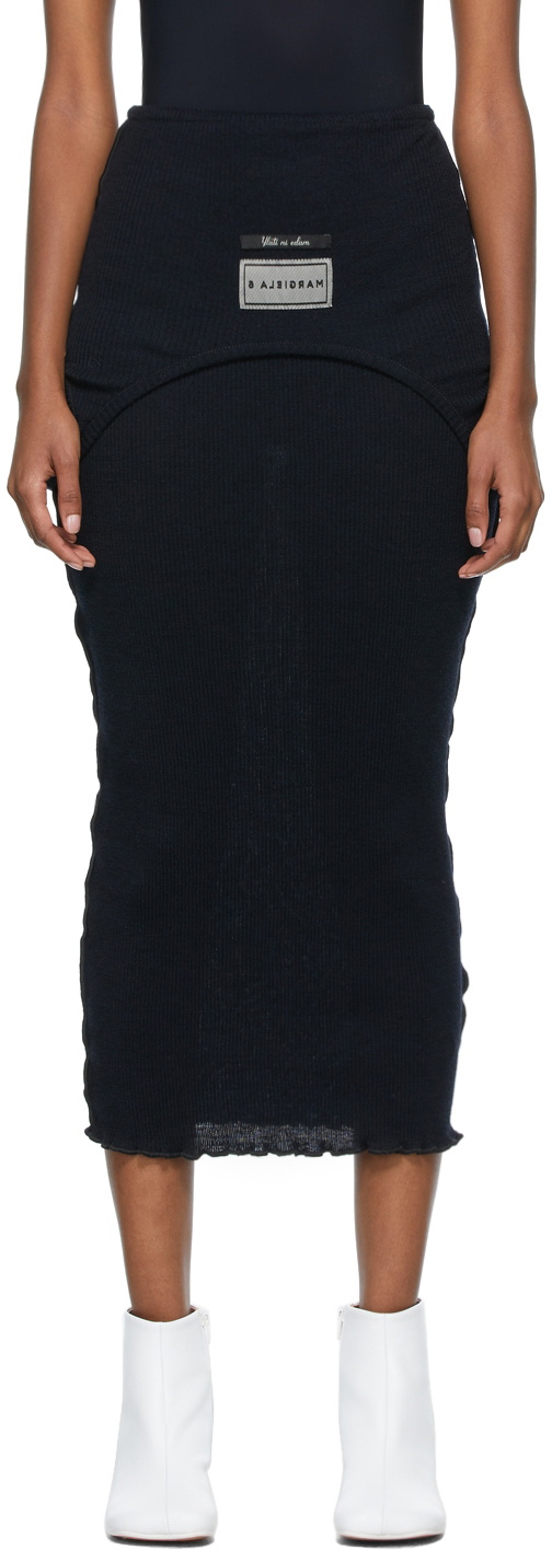 MM6 Maison Margiela Black Rib Knit Convertible Skirt MM6 Maison Margiela