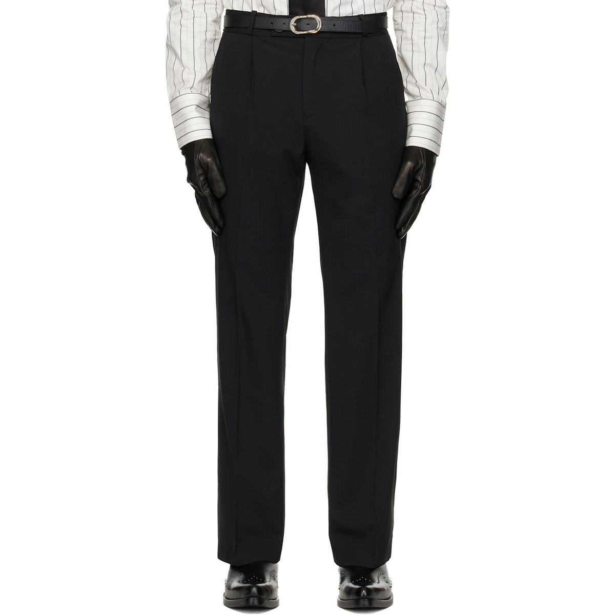 Ernest W. Baker Black Pleated Straight Fit Trousers