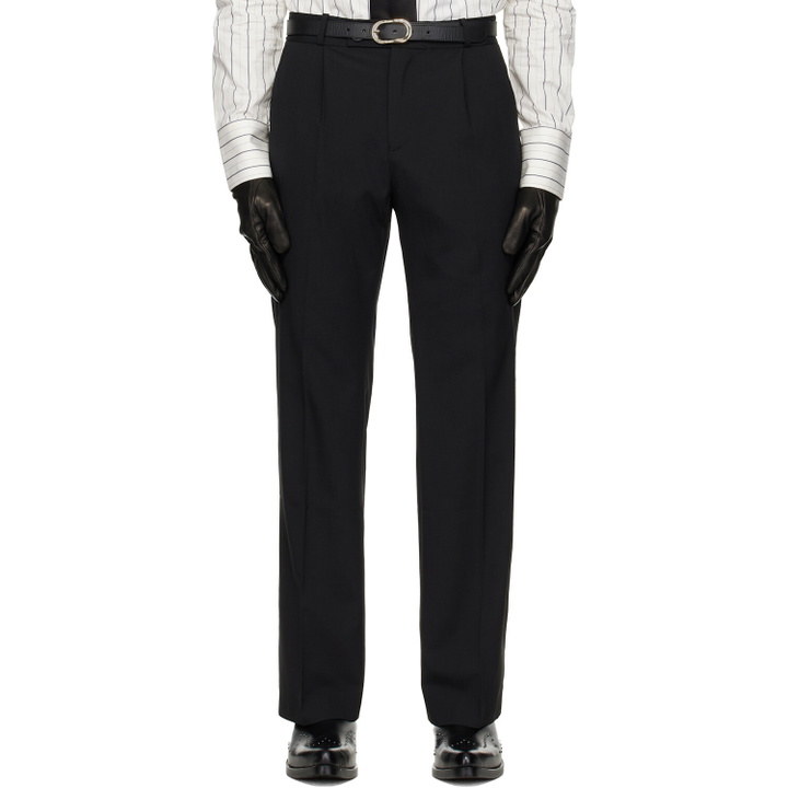 Photo: Ernest W. Baker Black Pleated Straight Fit Trousers