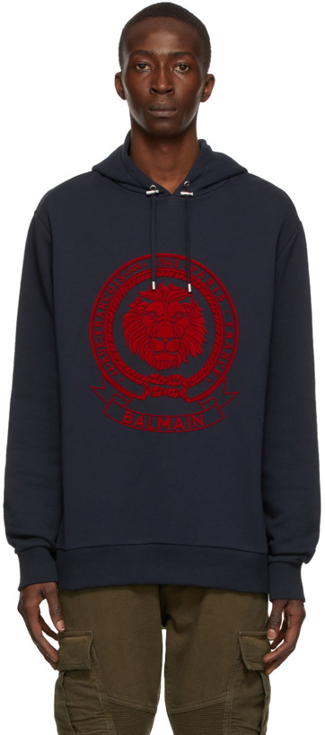 Photo: Balmain Navy Cotton Hoodie