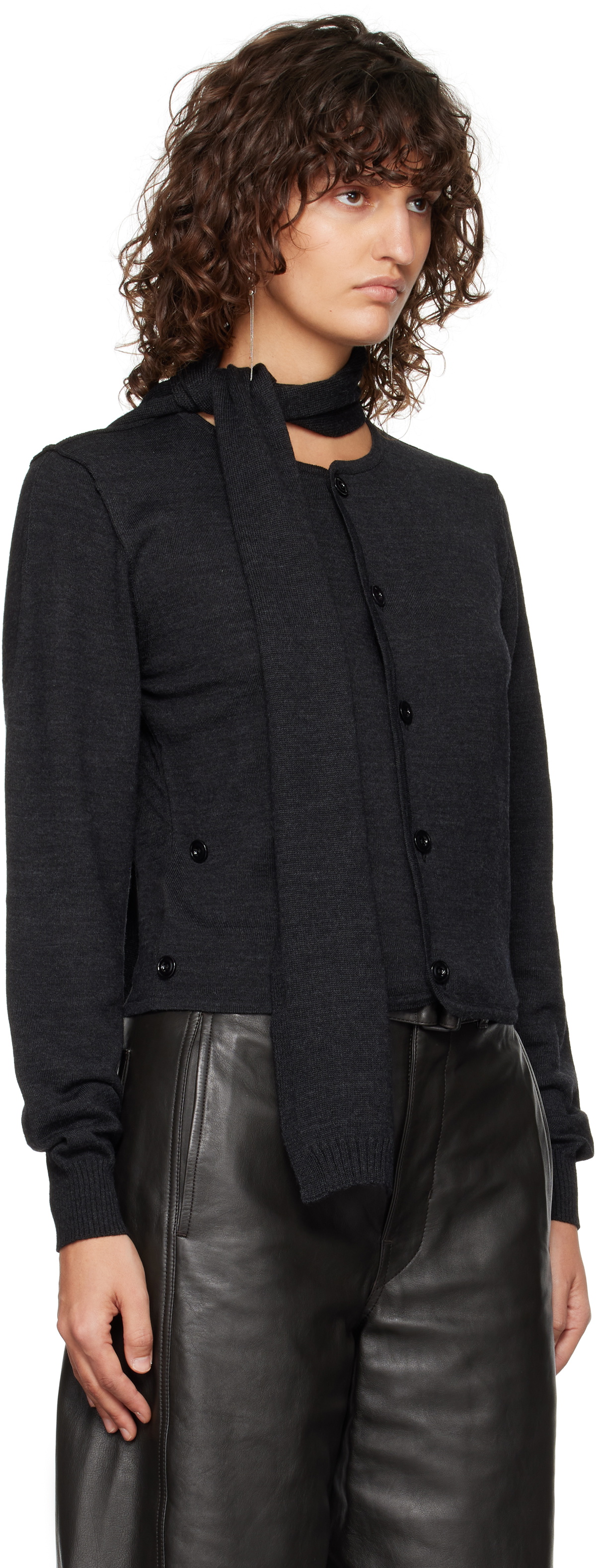 LEMAIRE Gray Twisted Scarf Cardigan Lemaire