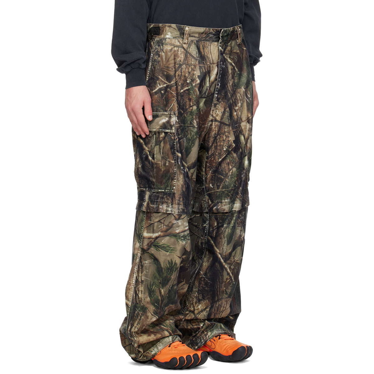 Balenciaga Brown Camo Flocked Cotton Baggy Cargo Pants