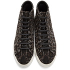 Saint Laurent Grey and Black Print Malibu High-Top Sneakers