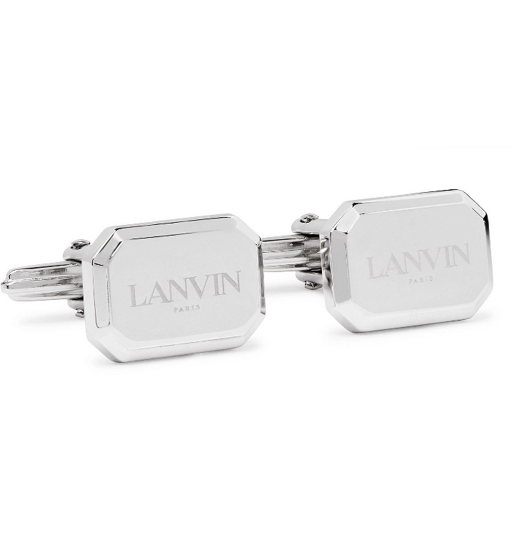 Photo: Lanvin - Logo-Engraved Rhodium-Plated Cufflinks - Silver