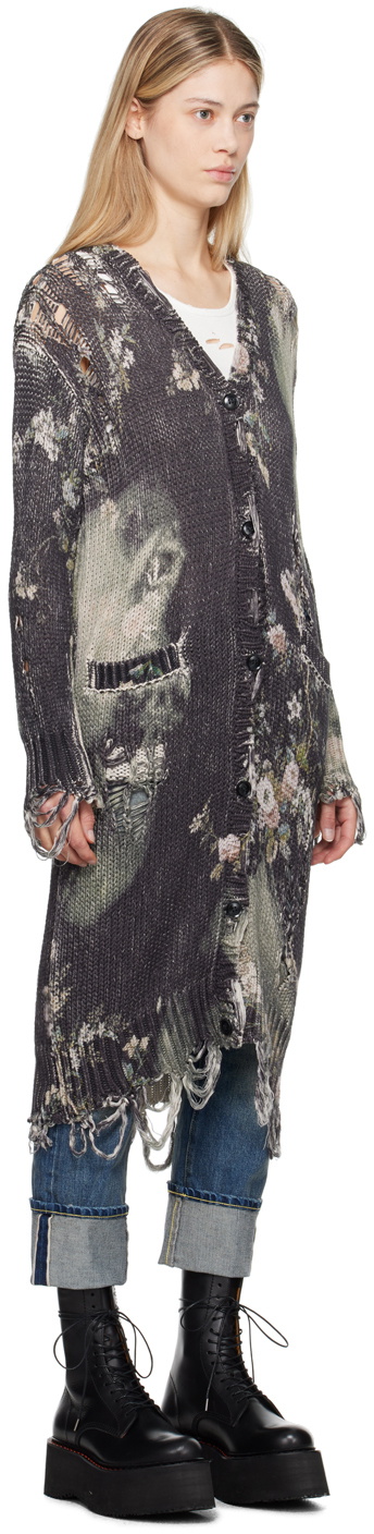 R13 Black Distressed Long Cardigan