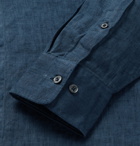 120% - Slim-Fit Garment-Dyed Linen Shirt - Blue