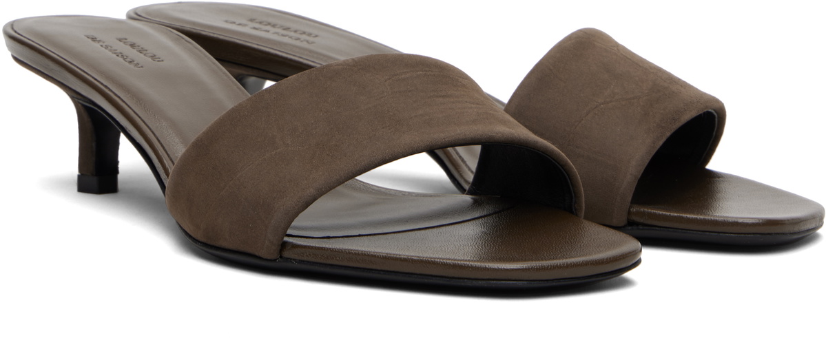 Loulou de Saison Brown Sarafina Kitten Mule Heeled Sandals