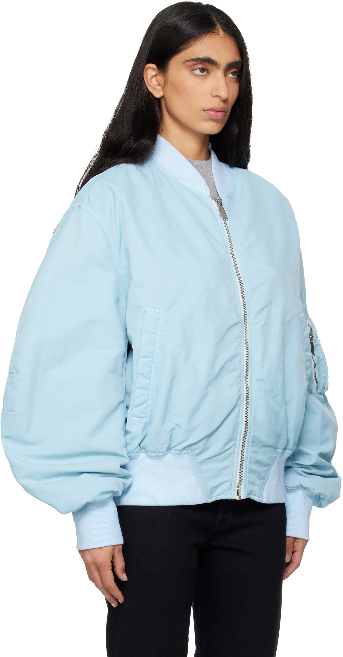 The Attico Blue Anja Bomber Jacket