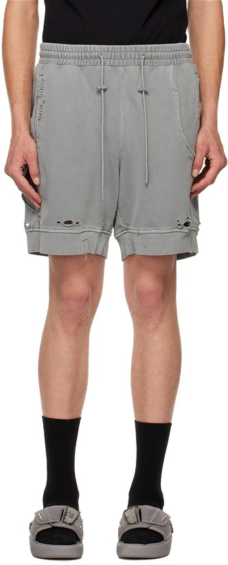 Photo: C2H4 Gray Ruin Distressed Shorts