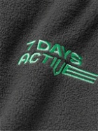 7 DAYS ACTIVE - Striped Logo-Embroidered Recycled-Fleece Half-Zip Sweatshirt - Gray