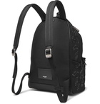 SAINT LAURENT - Leather-Trimmed Embroidered Canvas Backpack - Black