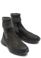 Tods Sport Run Nubuck Ankle Boots Black Grey